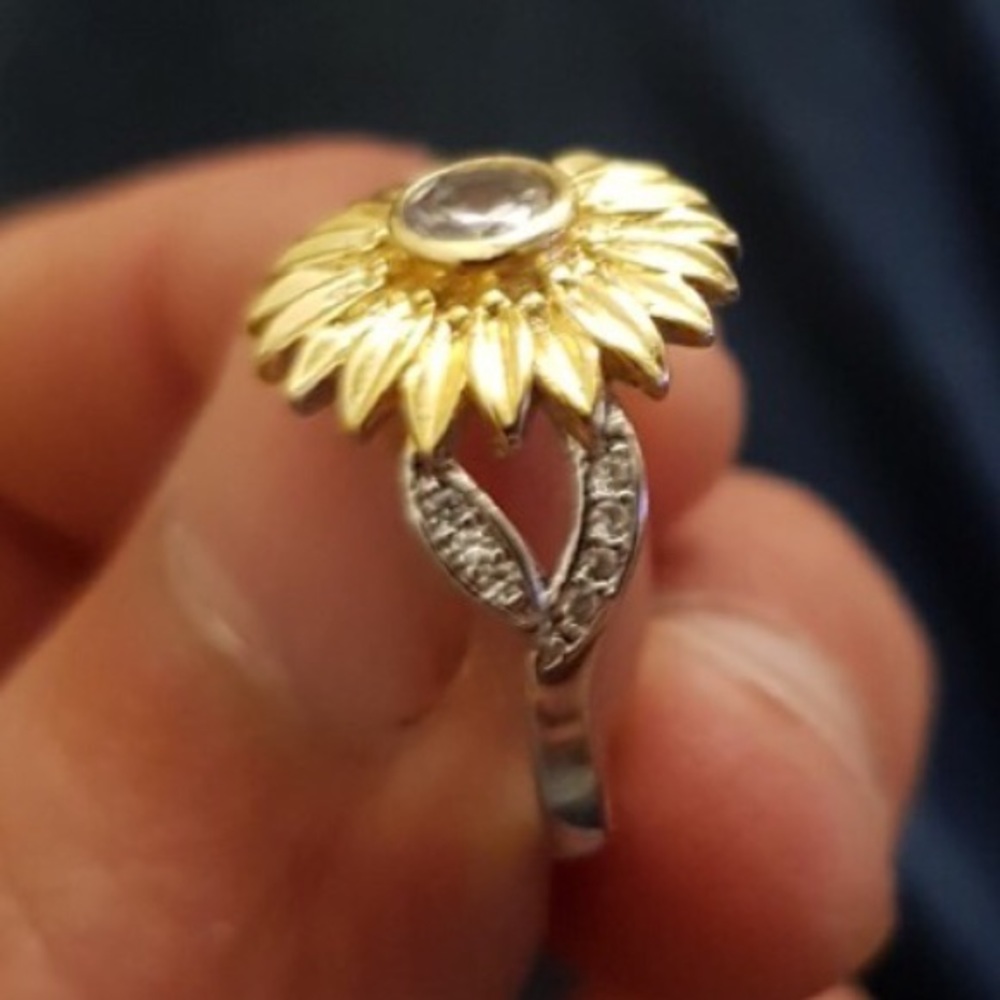 Sterling Silver Sunflower Ring - Picture 3 of 7